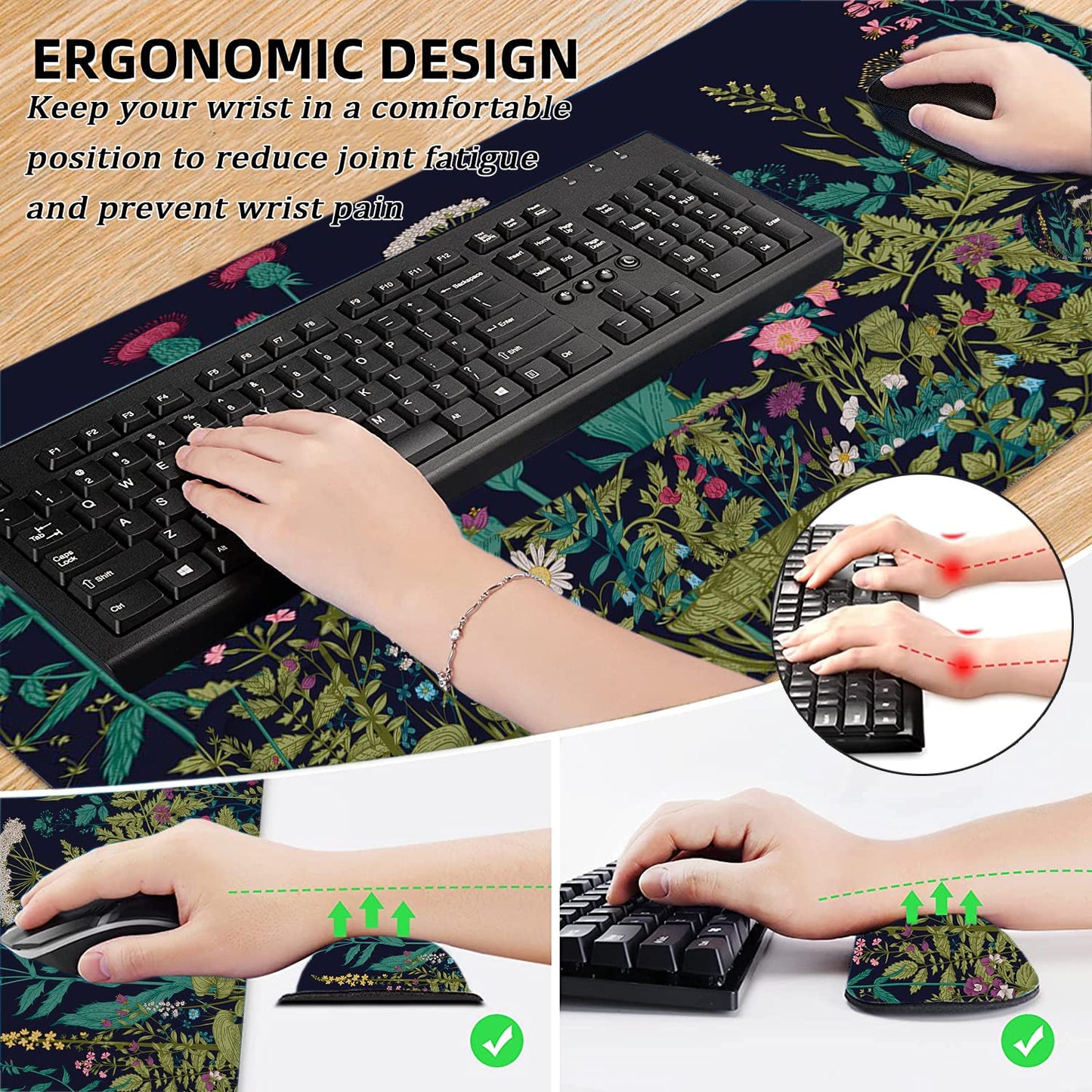 Large Mouse Pad with Wrist Rest, 4-in-1 Wrist Rest for Keyboard and Mouse