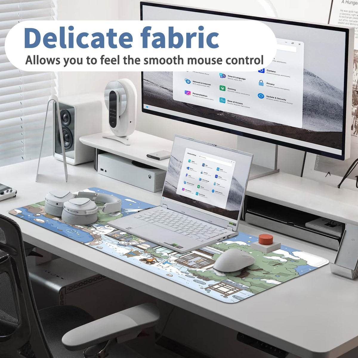 Kawaii Mouse Pad Large Desk Mat Extended Keyboard Mouse Pad Cute Mousepad with Non-Slip Base and