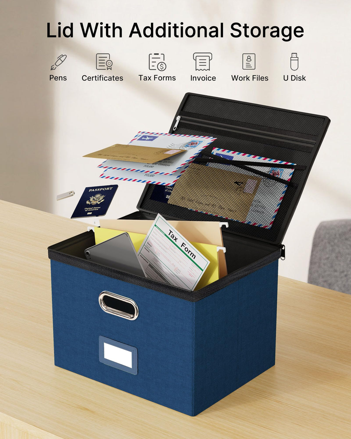 Oterri File Box Large 2-Pack Hanging Organizer for Letter/Legal-Size Folder