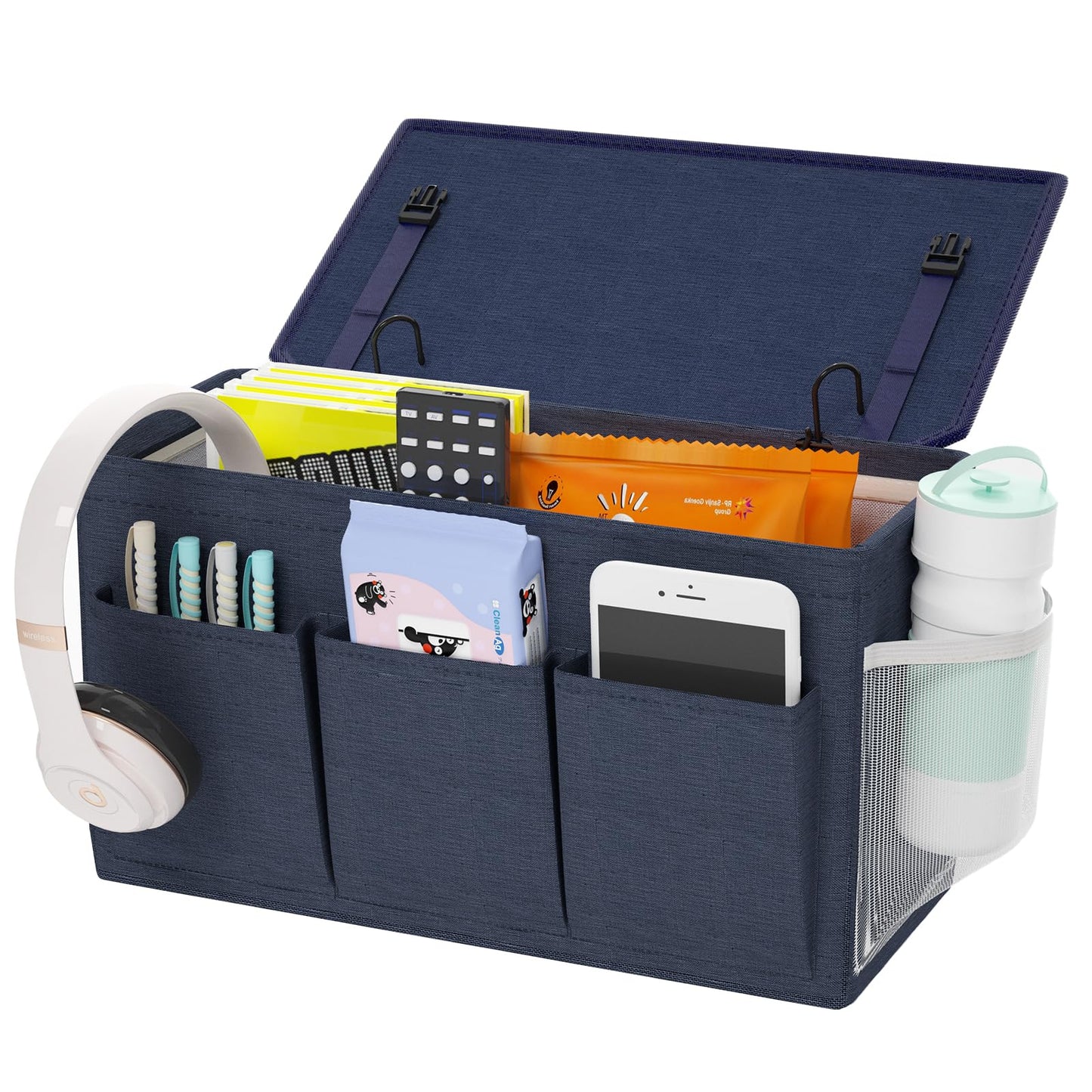 Bedside Caddy Storage Organizer for Bed Rails, Bed Caddy with 6 Pockets