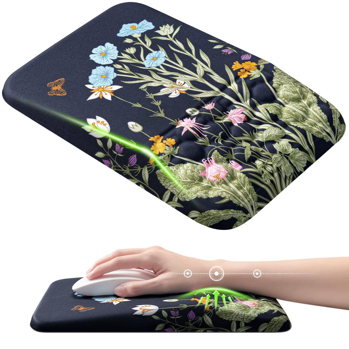 Ospelelf Mouse Pad with Wrist Rest Floral Ergonomic Comfortable Pain Relief Mousepad Wrist Support