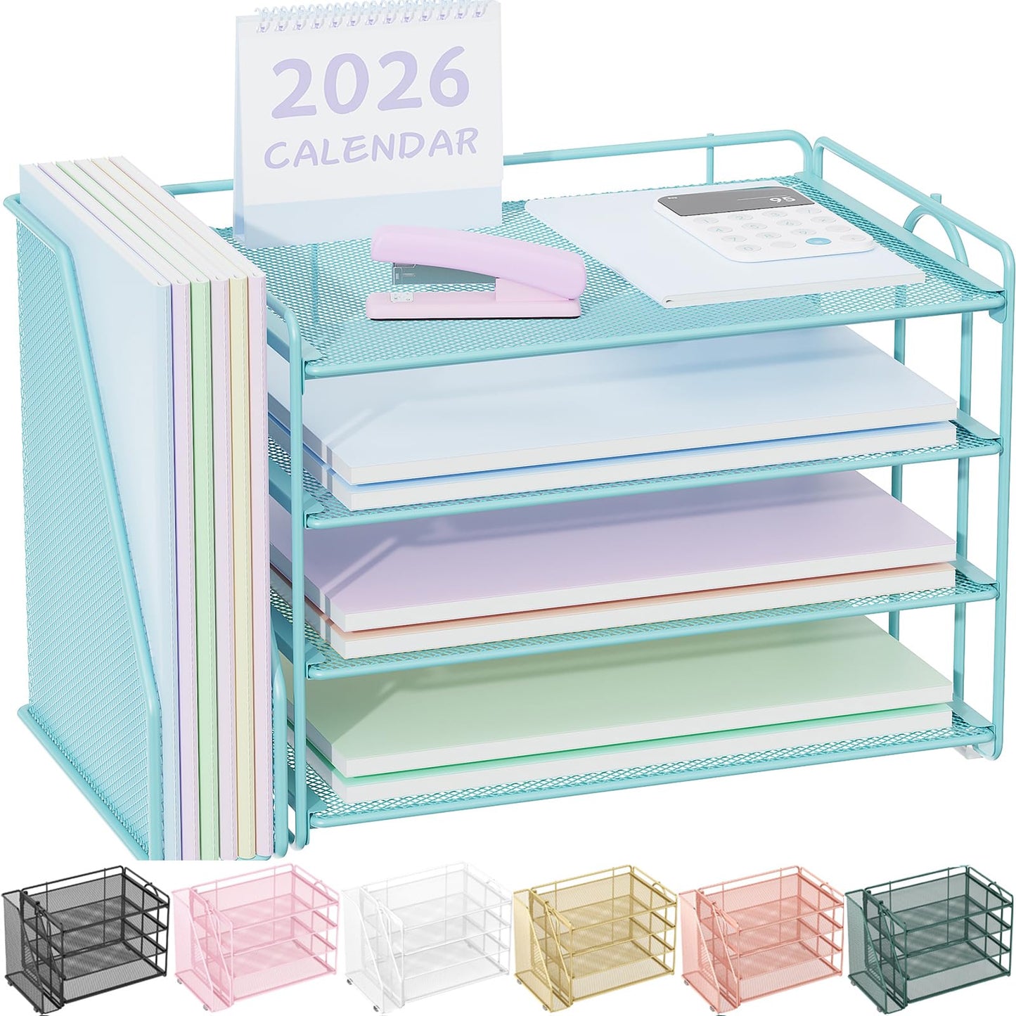 Spacrea 4-Tier Paper Organizer for Desk with File Organizer