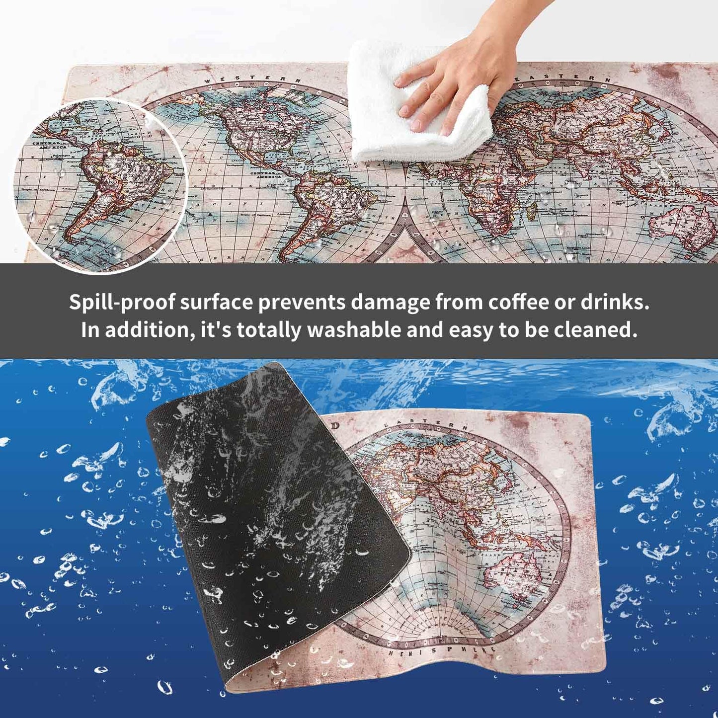 DOBAOJIA Map Mouse Pad, Large Extended Mouse Pad Keyboard XXL 31.5” x 15.8”