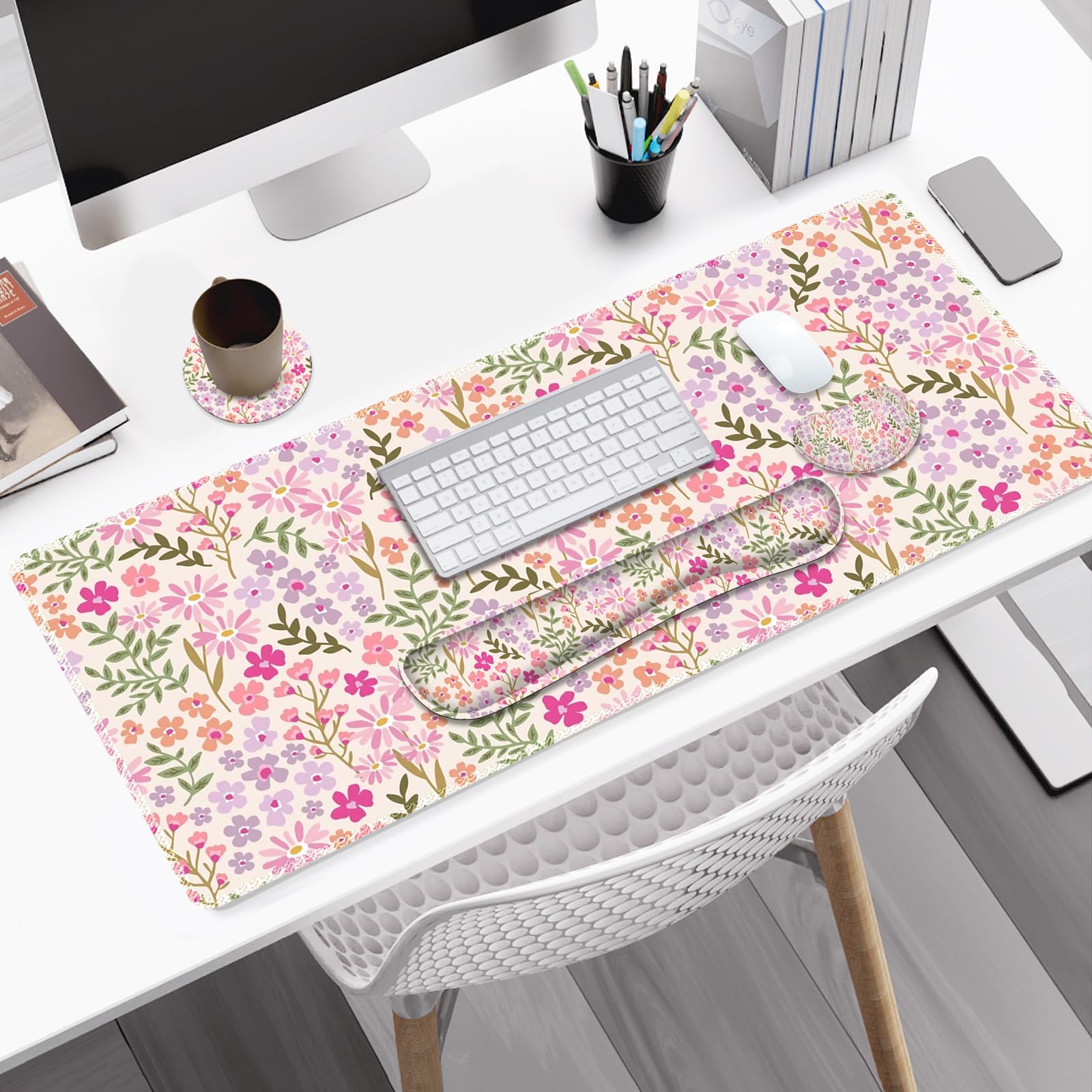 NXZGO Large Gaming Mouse Pad Set, Ergonomics Keyboard Desk Mat with Memory Foam Wrist Rest
