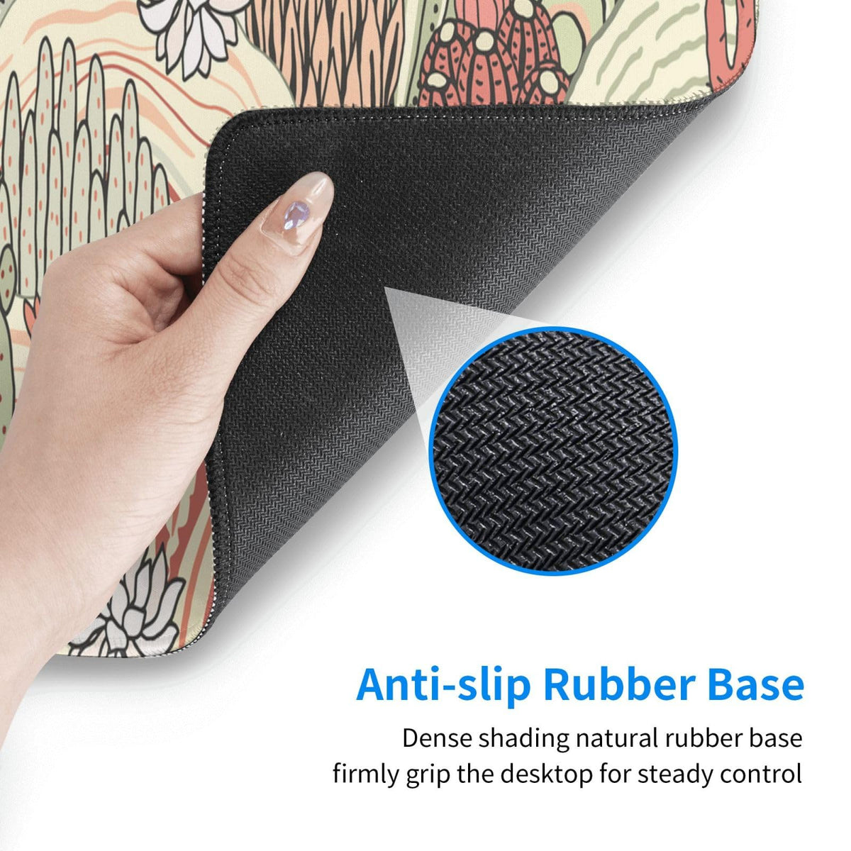 Cactus Succulent Mouse Pad Extended Large Gaming Mousepad XL Big Long Oversized Desk Mat Stitched