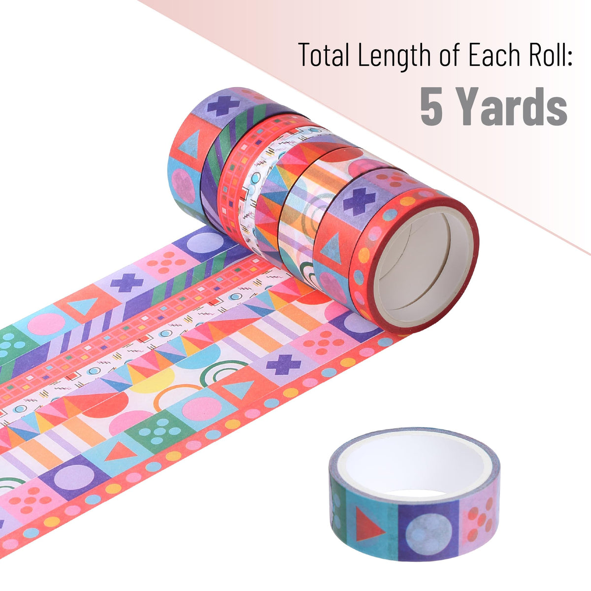 Mr. Pen- Washi Tape Set, 8 Rolls, Assorted Sizes, 5 Yards/Roll