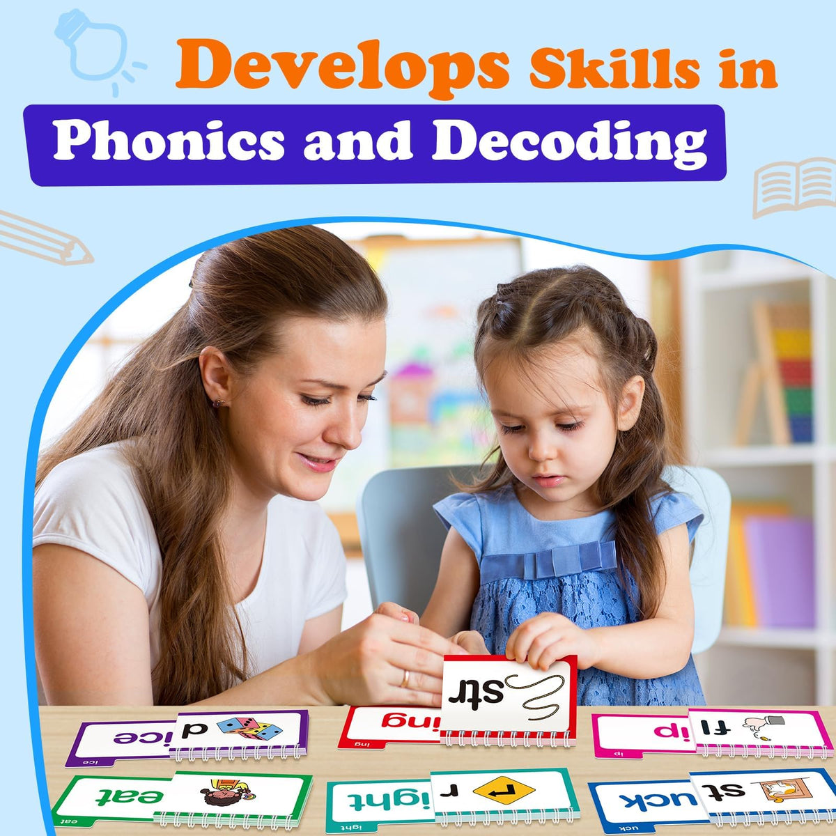 Phonics Flash Cards & Word Family Build Book Learn to Read Kids Flip Books