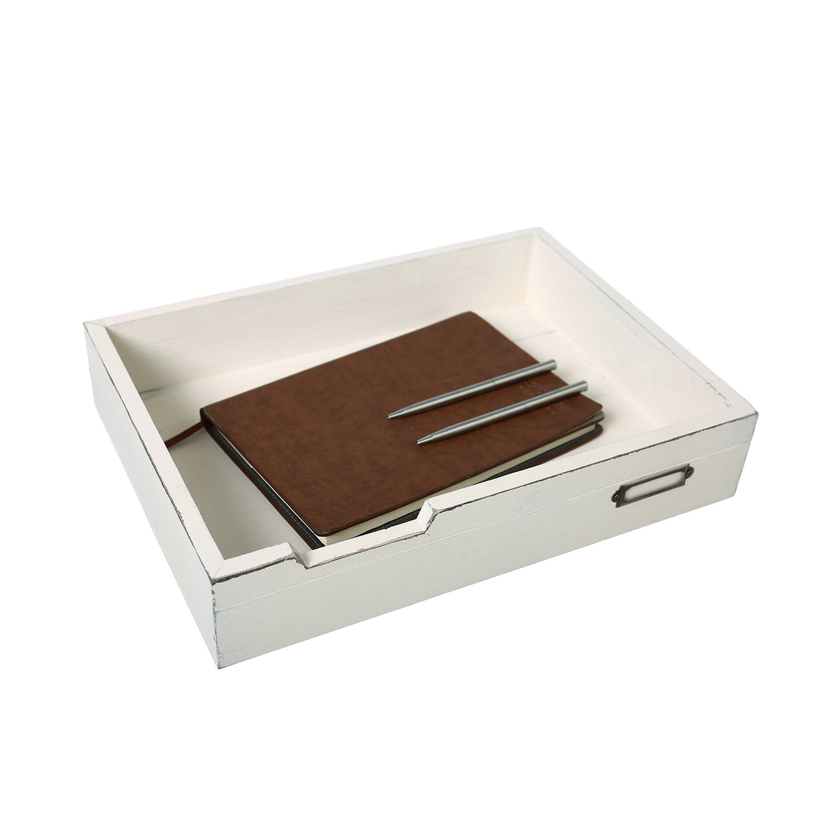 MyGift Vintage White Wood Stackable Letter Tray, Desktop Document Organizer