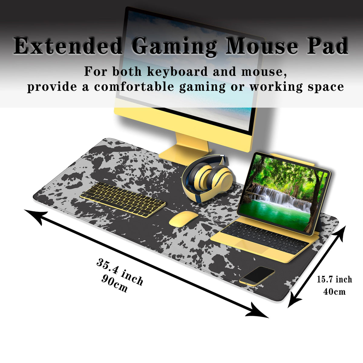 Samgula Big Mouse Pads Black Gaming Mousepad Computer Desk Mat Cute Desk Mat Non-Slip Rubber Base