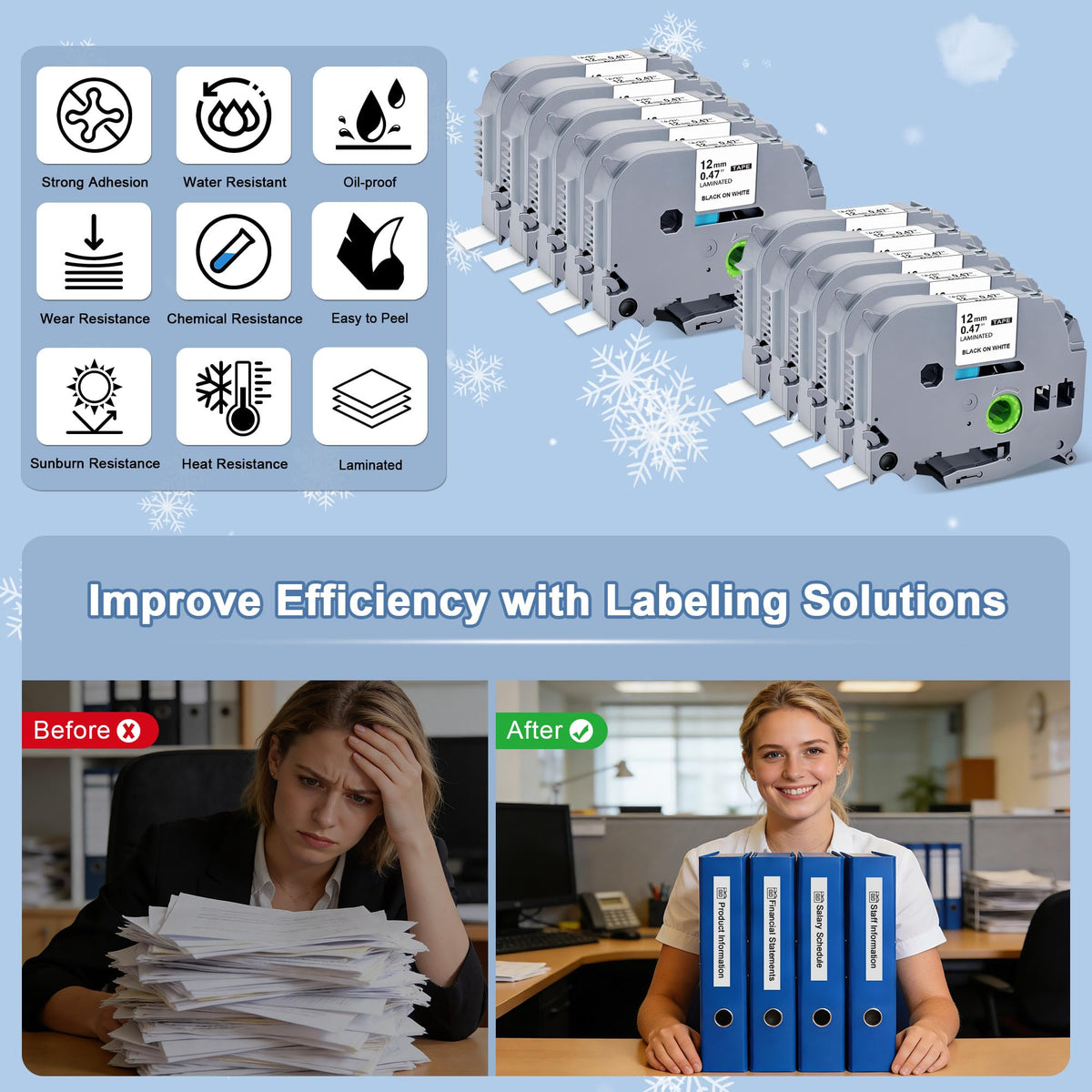 TITBIT 10 Pack TZ-231 Compatible with Brother P Touch Label Maker Tape 12mm