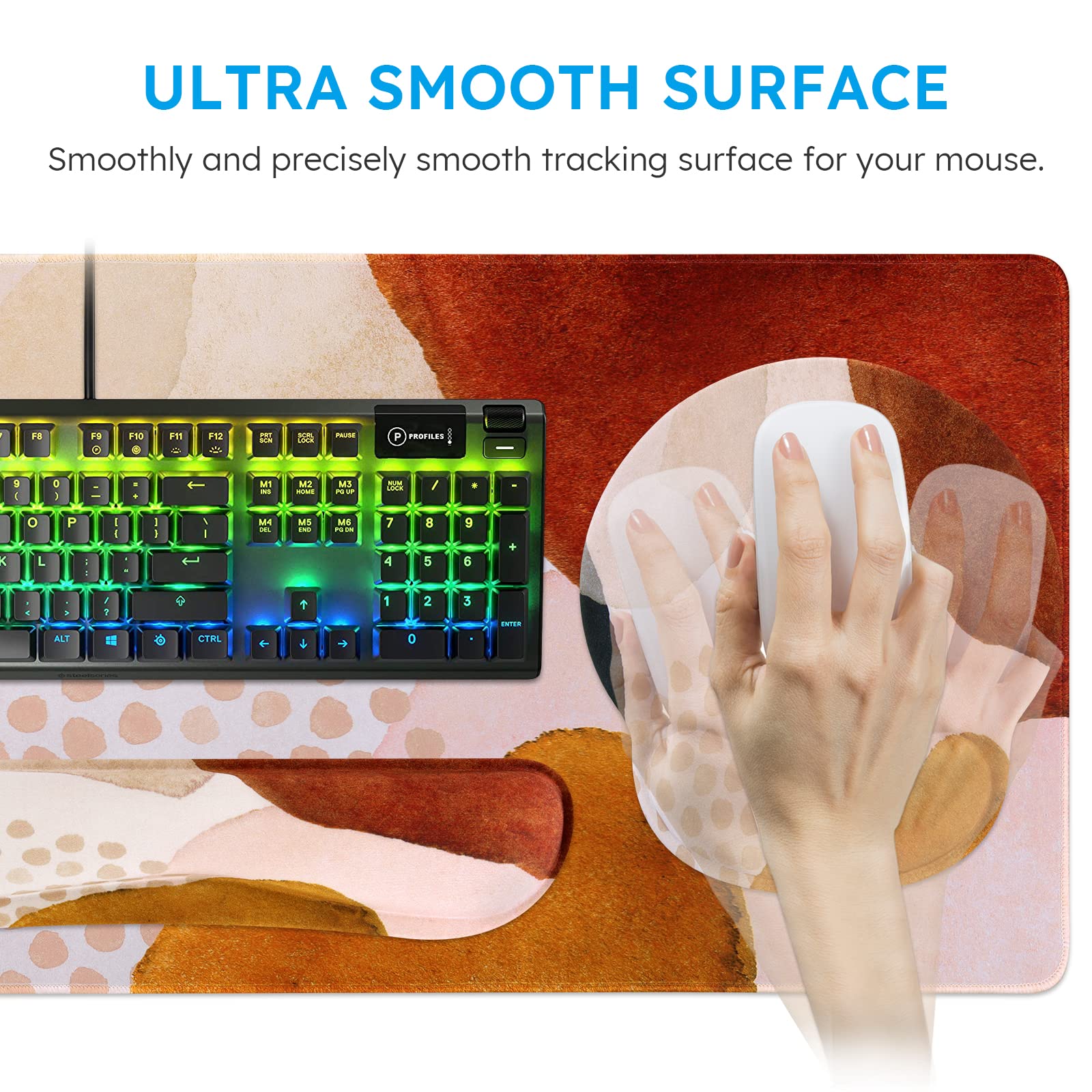 iCasso Table Mat for Workspace, Color Block 35.4"x15.7" Keyboard Mat
