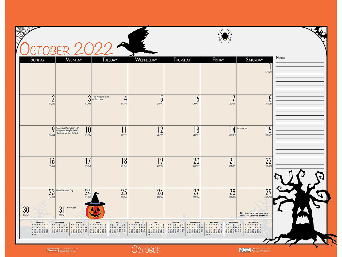 House of Doolittle 2022 Monthly Seasonal Desk Pad Calendar, 18.5 x 13 Inches, January - December