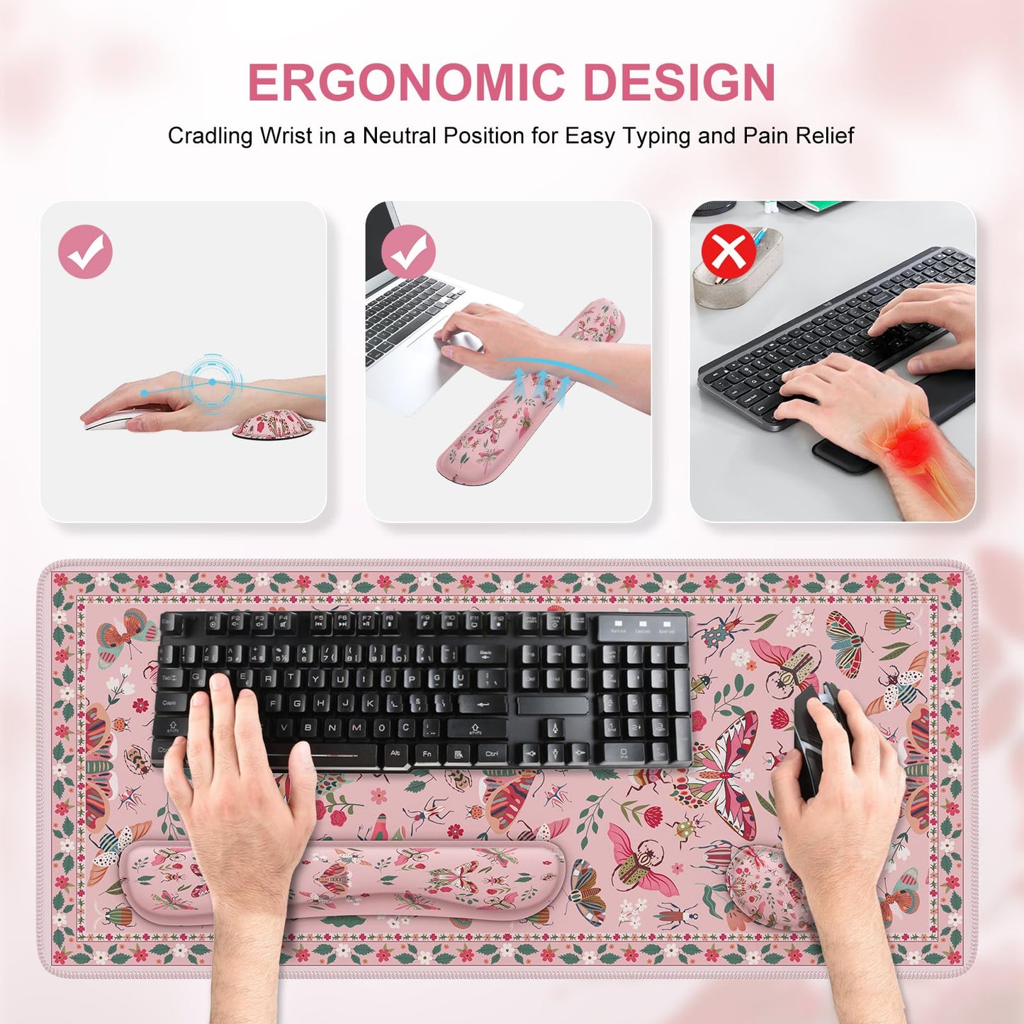 iCasso Large Mouse pad for Desk, Computer Desk Mat, 3Pcs XXL Keyboard and Mouse Pad + Keyboard