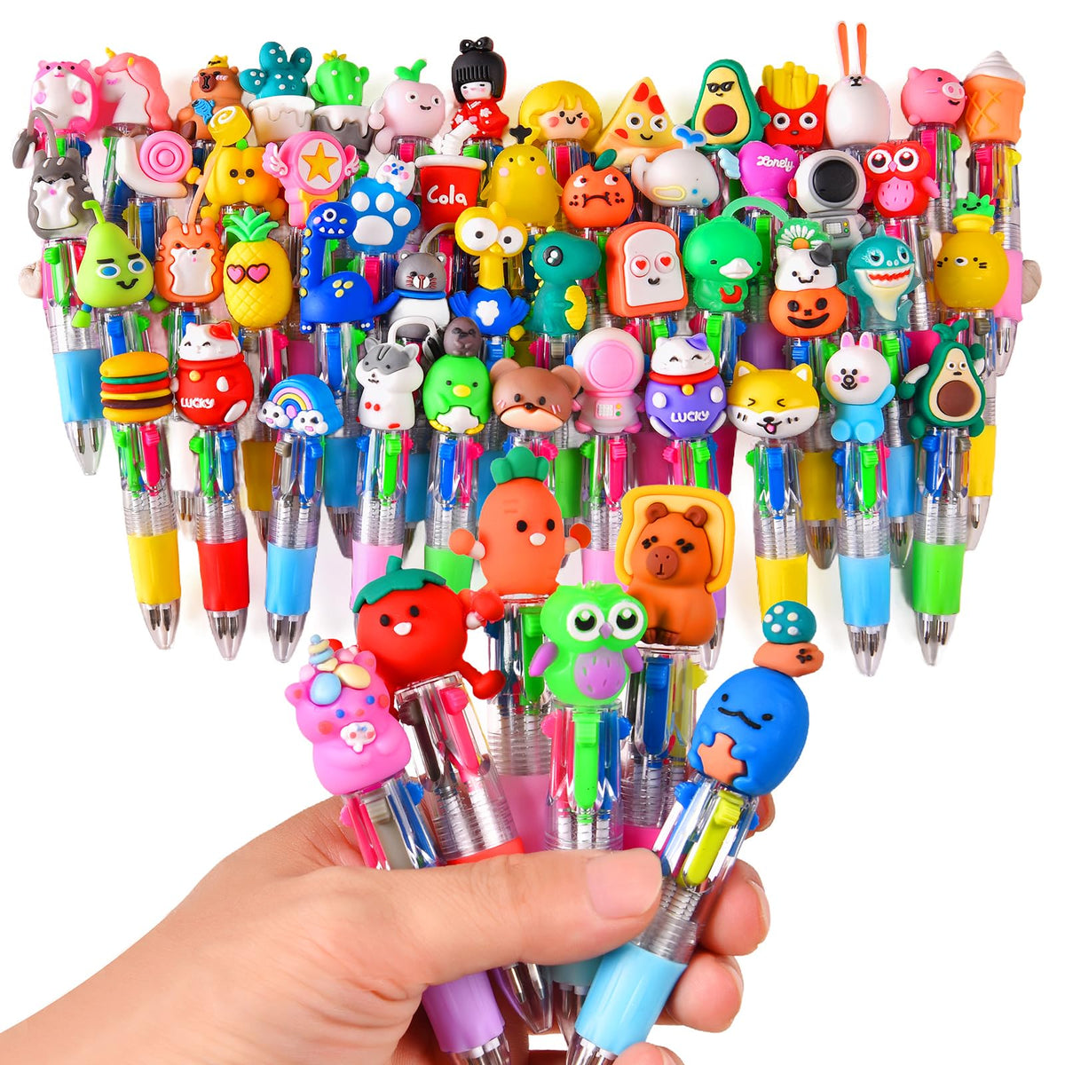 BIMORITA 60Pcs Mini Multicolor Pens in One 4-in-1, Cute Pens Bulk for Party Favors, Back To School