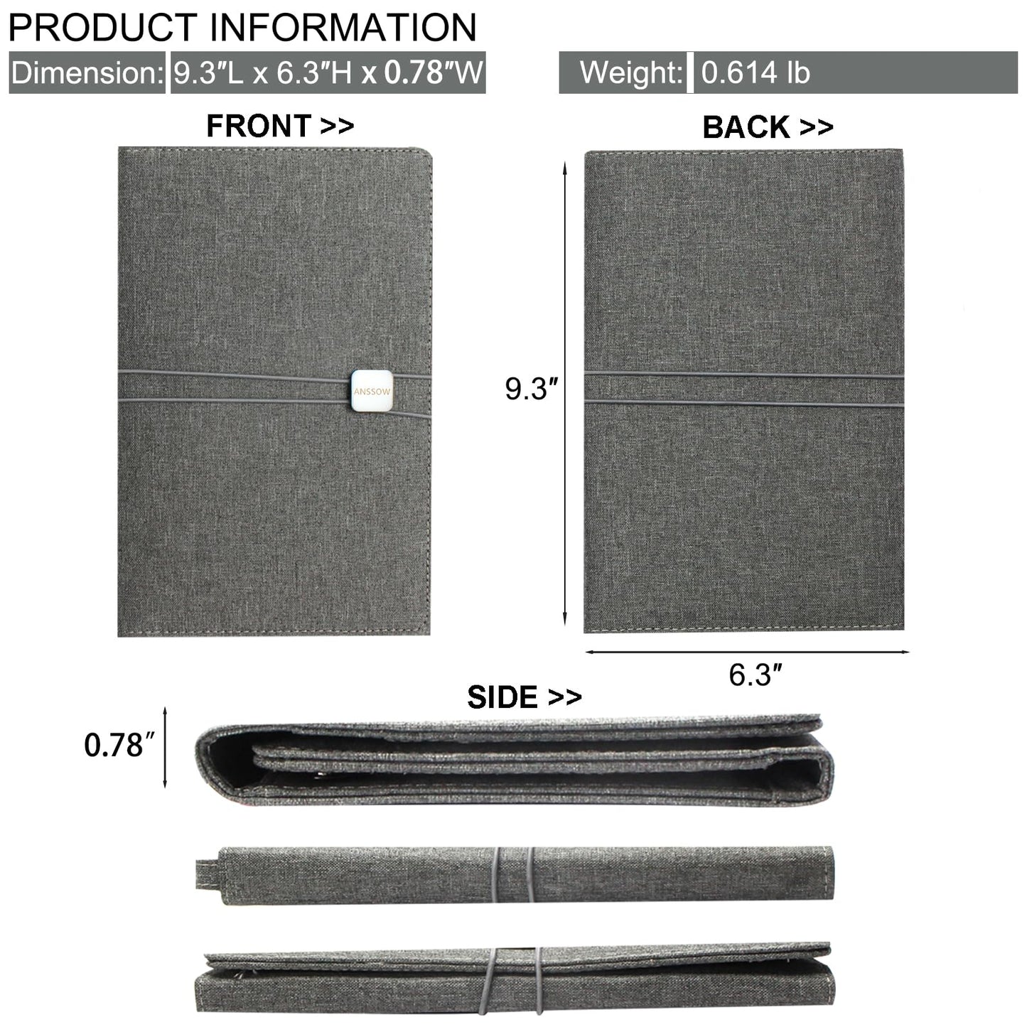 ANSSOW Folio Cover Compatible with Rocketbook Smart Notebook - Portfolio Organizer Padfolio