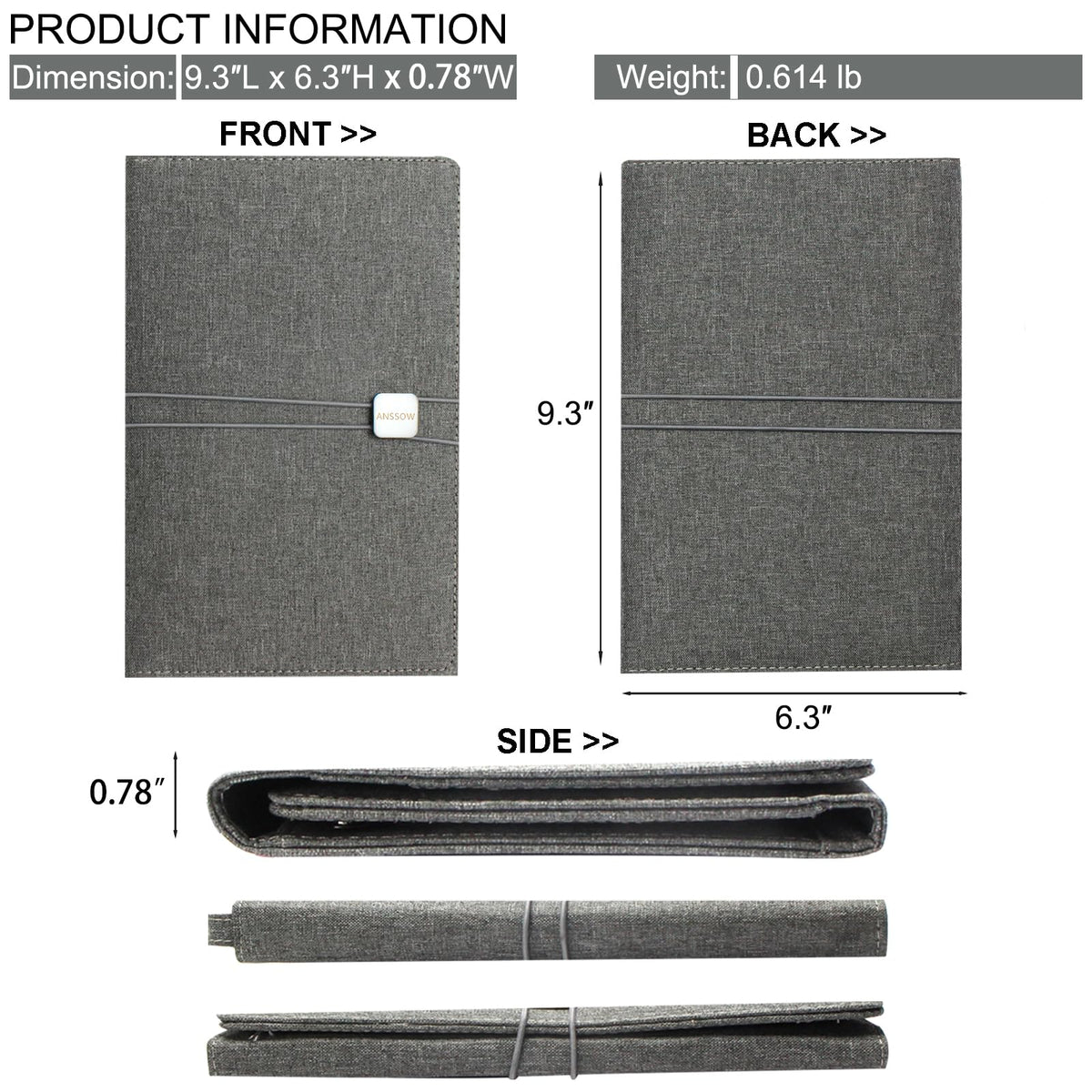 ANSSOW Folio Cover Compatible with Rocketbook Smart Notebook - Portfolio Organizer Padfolio