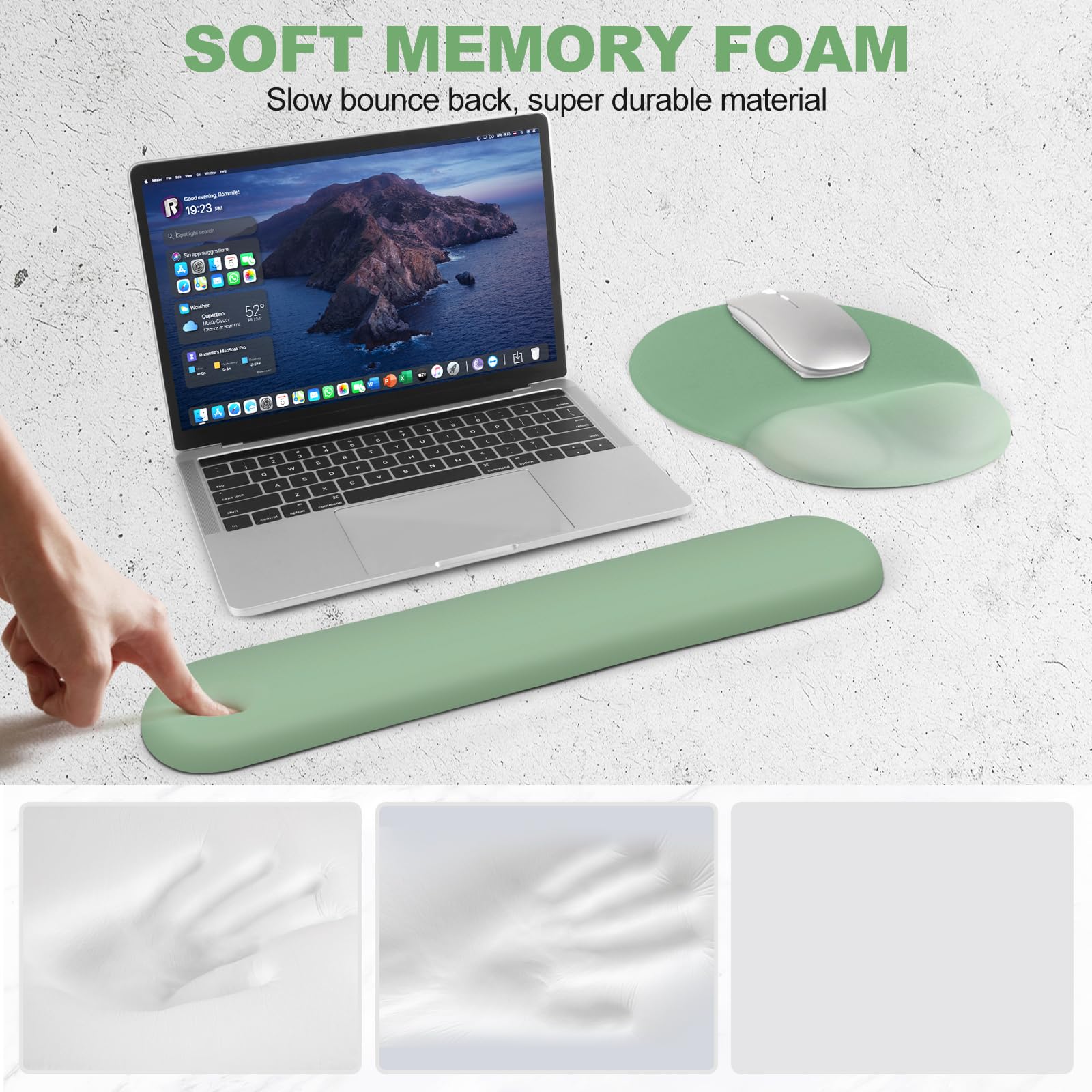 AIMSA Mouse Pad with Wrist Rest Support, Keyboard Wrist Rest Set, Ergonomic Memory Foam Mousepad