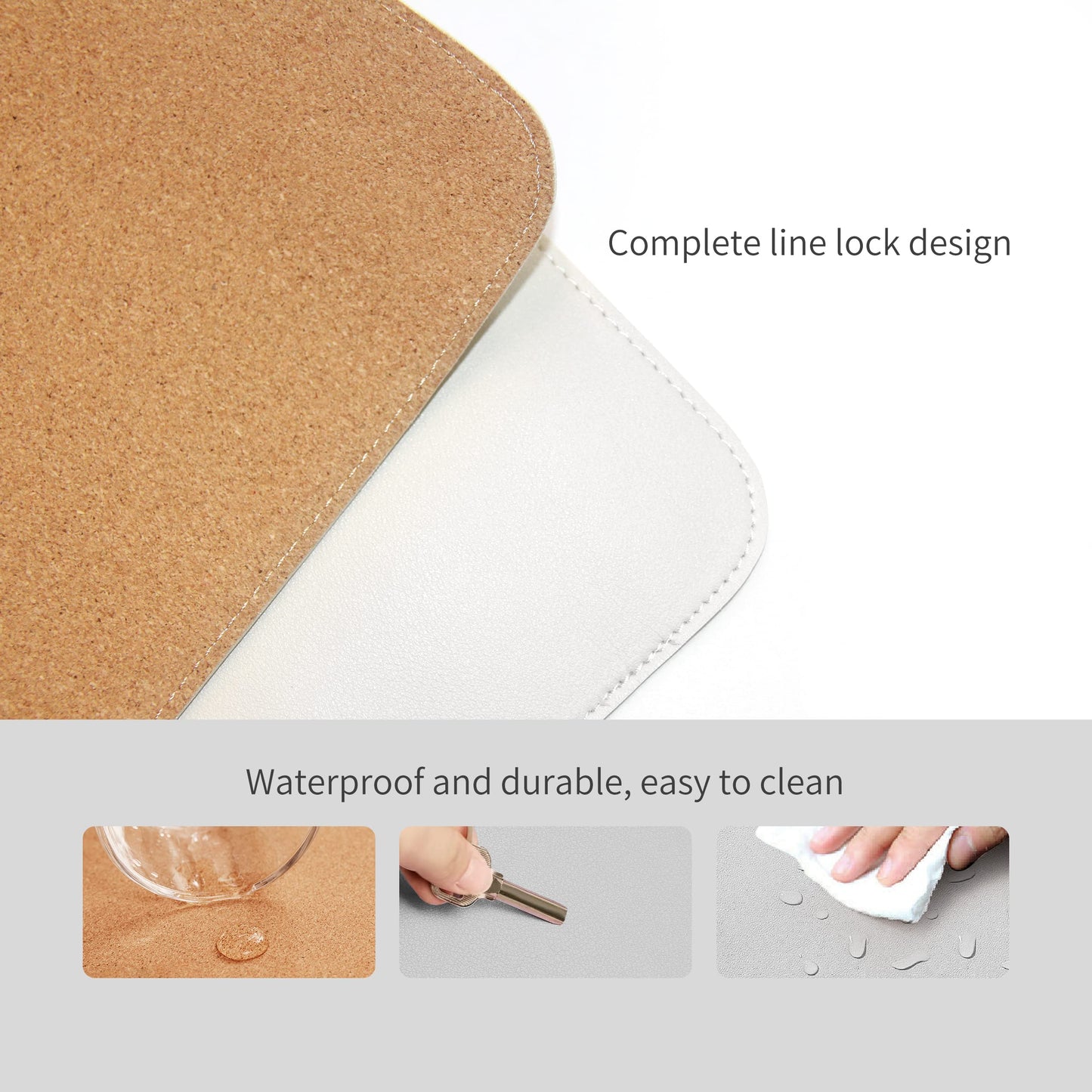 RENMTURE Dual-Sided Mouse Pad, Natural Cork & PU Leather Large Desk Pad for Office and Home Work