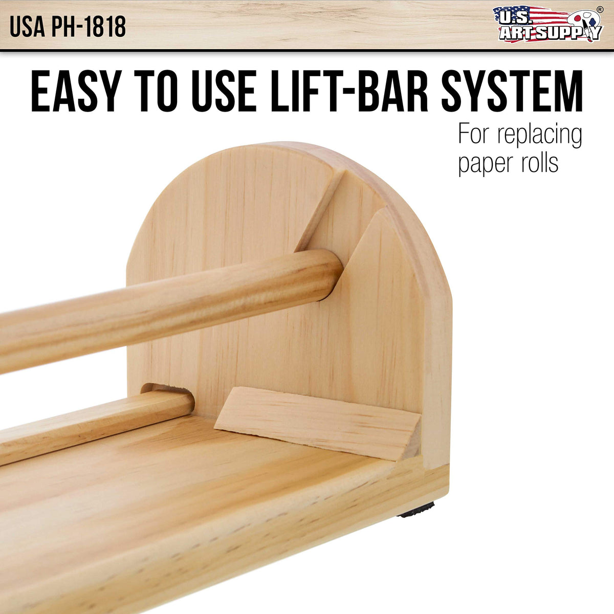 U.S. Art Supply 18" Wooden Tabletop Easel Paper Roll Holder and Dispenser