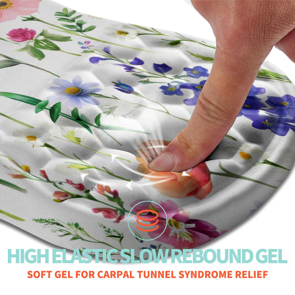 Kuosgm Ergonomic Mouse Pad Wrist Support with Memory Foam Massage Bulge, Carpal Tunnel Pain Relief