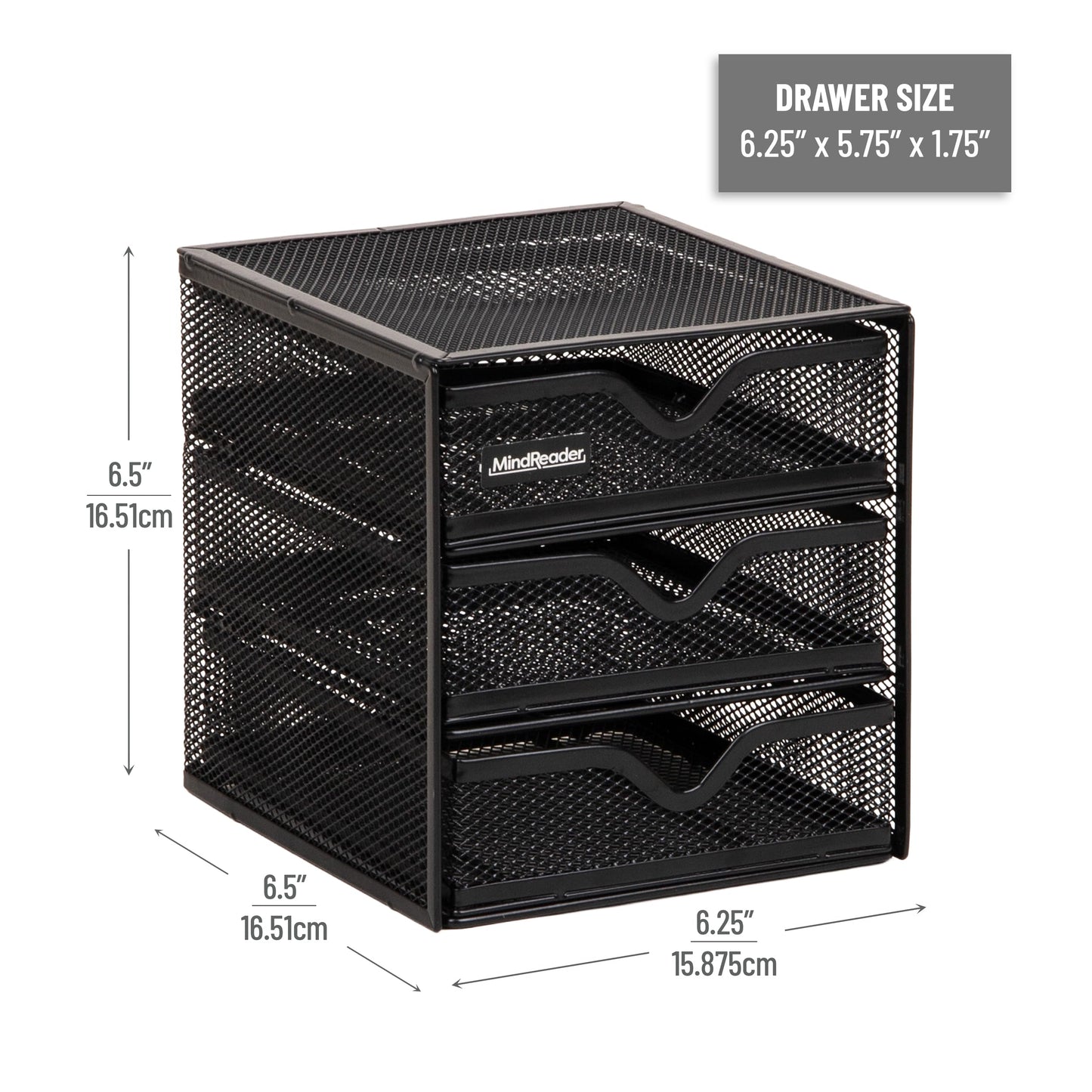 Mind Reader 3-Drawer Desktop Organizer for Small Office Supplies, Black