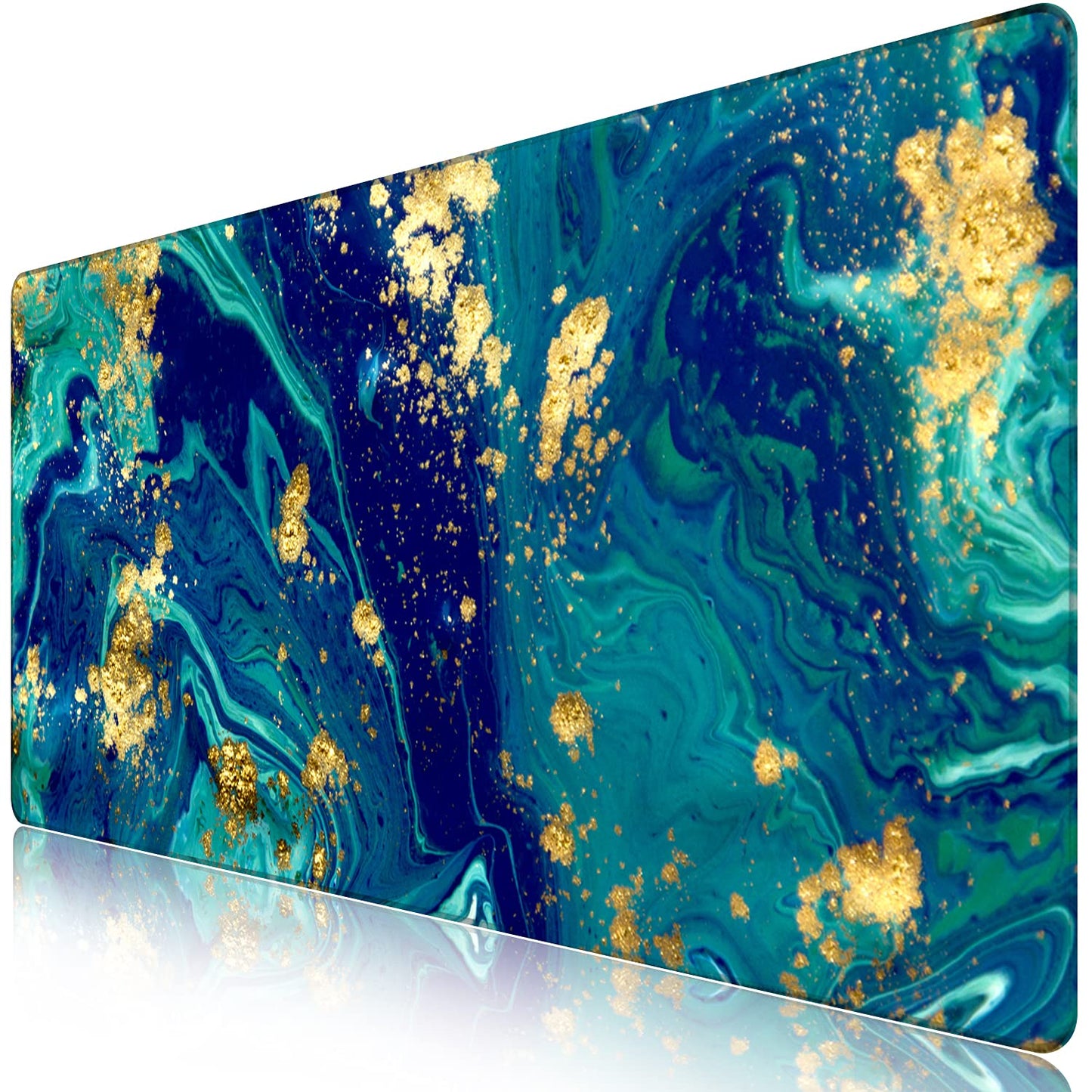 iCasso Extended Gaming Mouse Pad,Desk Pad 35.4x15.7in,Blue Marble