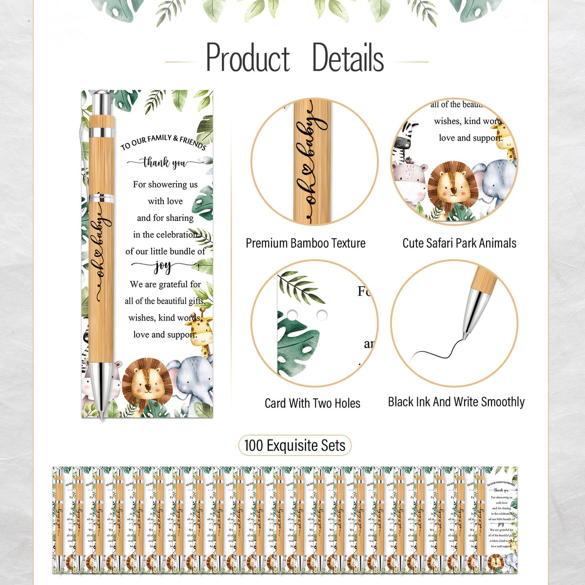Zhanmai 100 Sets Safari Baby Shower Favors