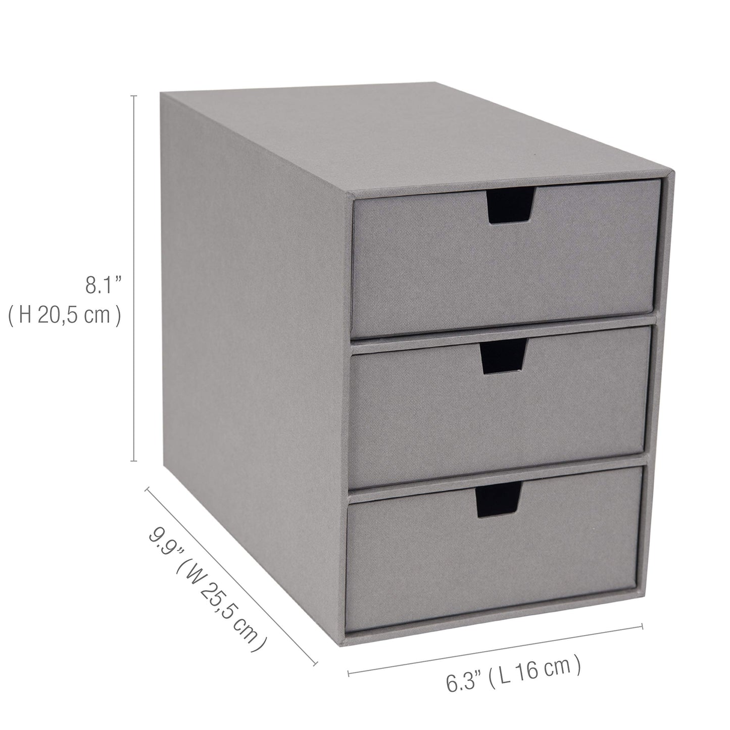 Bigso Box of Sweden Ingrid 3-Drawer Fiberboard Desk Organizer Drawers | Durable Desk Storage