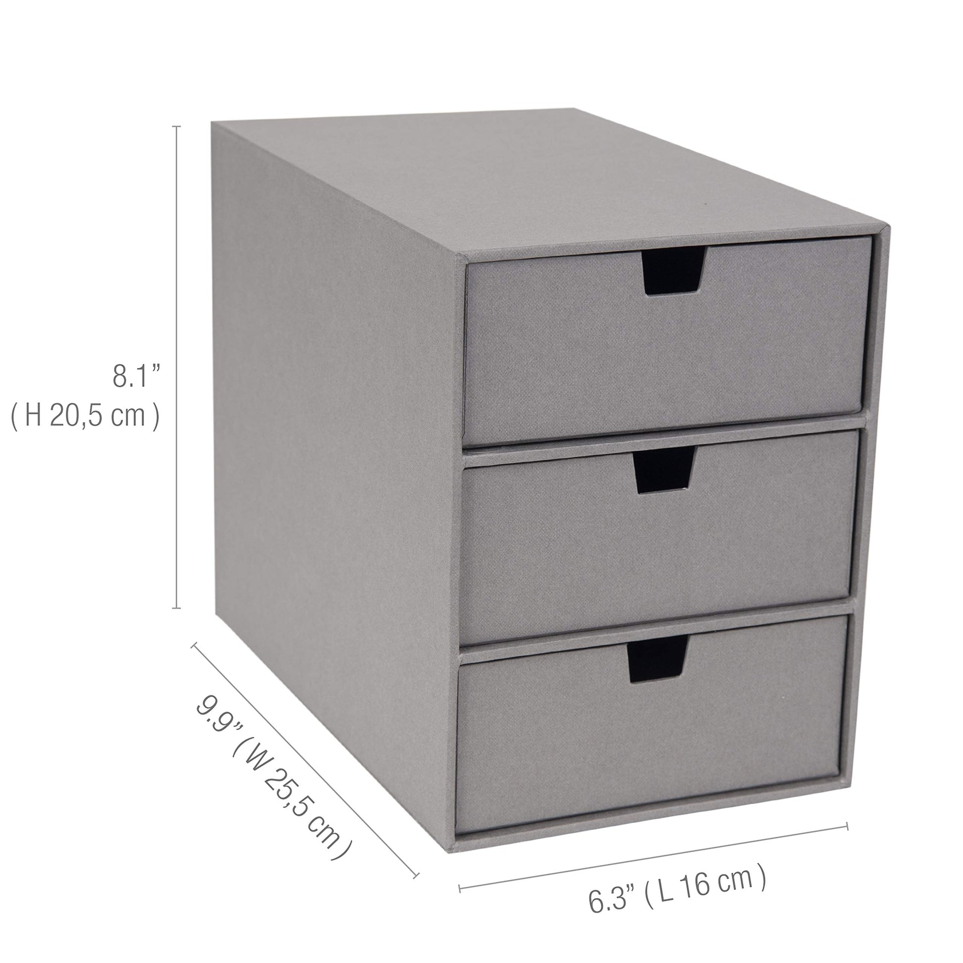 Bigso Box of Sweden Ingrid 3-Drawer Fiberboard Desk Organizer Drawers | Durable Desk Storage