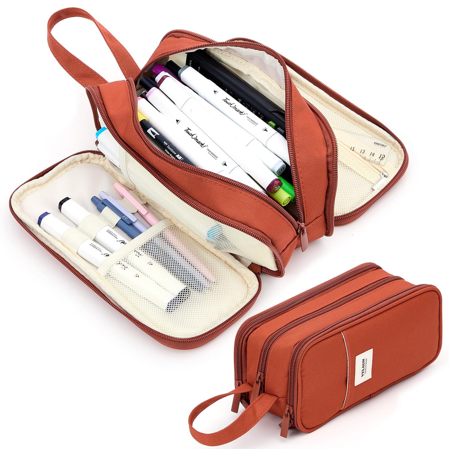 VELAUN Pencil Case Pouch, Large Capacity Pencil Box Bag, Aesthetic Pen Organizer for School