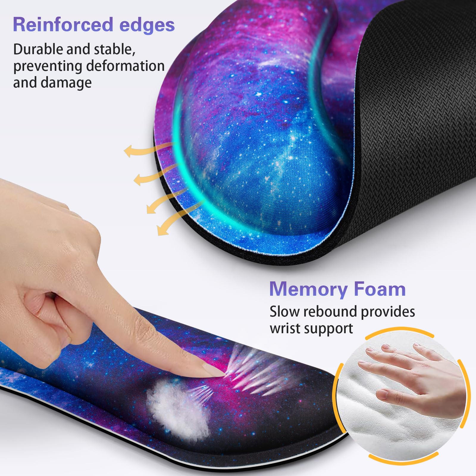 Desk Pad Galaxy, Mouse Pad with Wrist Rest, 3-in-1 Wrist Support Mousepad