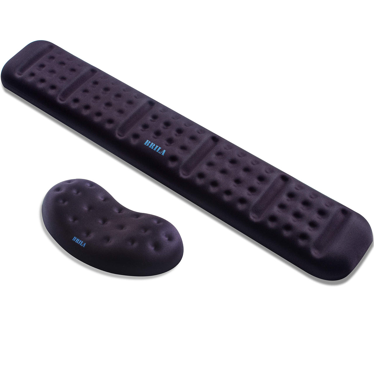 BRILA Upgraded Ergonomic Keyboard and Mouse Wrist Rest Support Cushion Pad Set - Comfy Soft Memory