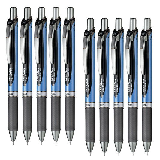 Pentel BLN75-A EnerGel Ink Ballpoint Pen, 0.5, Black, 10 Pieces