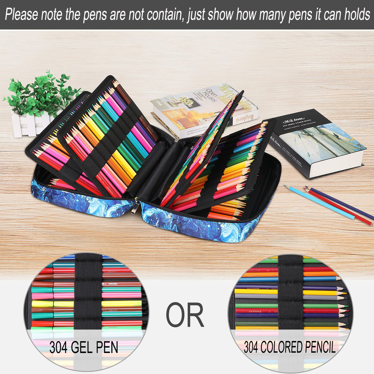 BOMKEE Large Capacity Pencil Case for Adults, 304 Slots Pen Case Pencil Case Multi Compartments