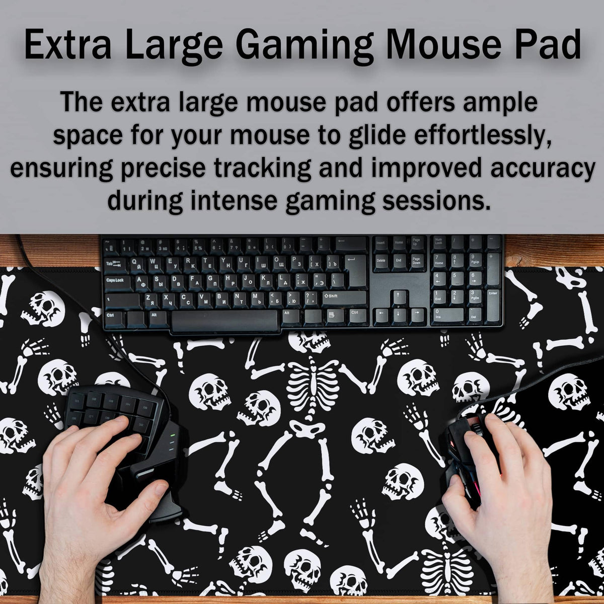 Samgula Long?Mouse?Pad Black Keyboard Mat, Big Mouse Pads Large Mousepad XXL Mats, Gaming Desk Pad