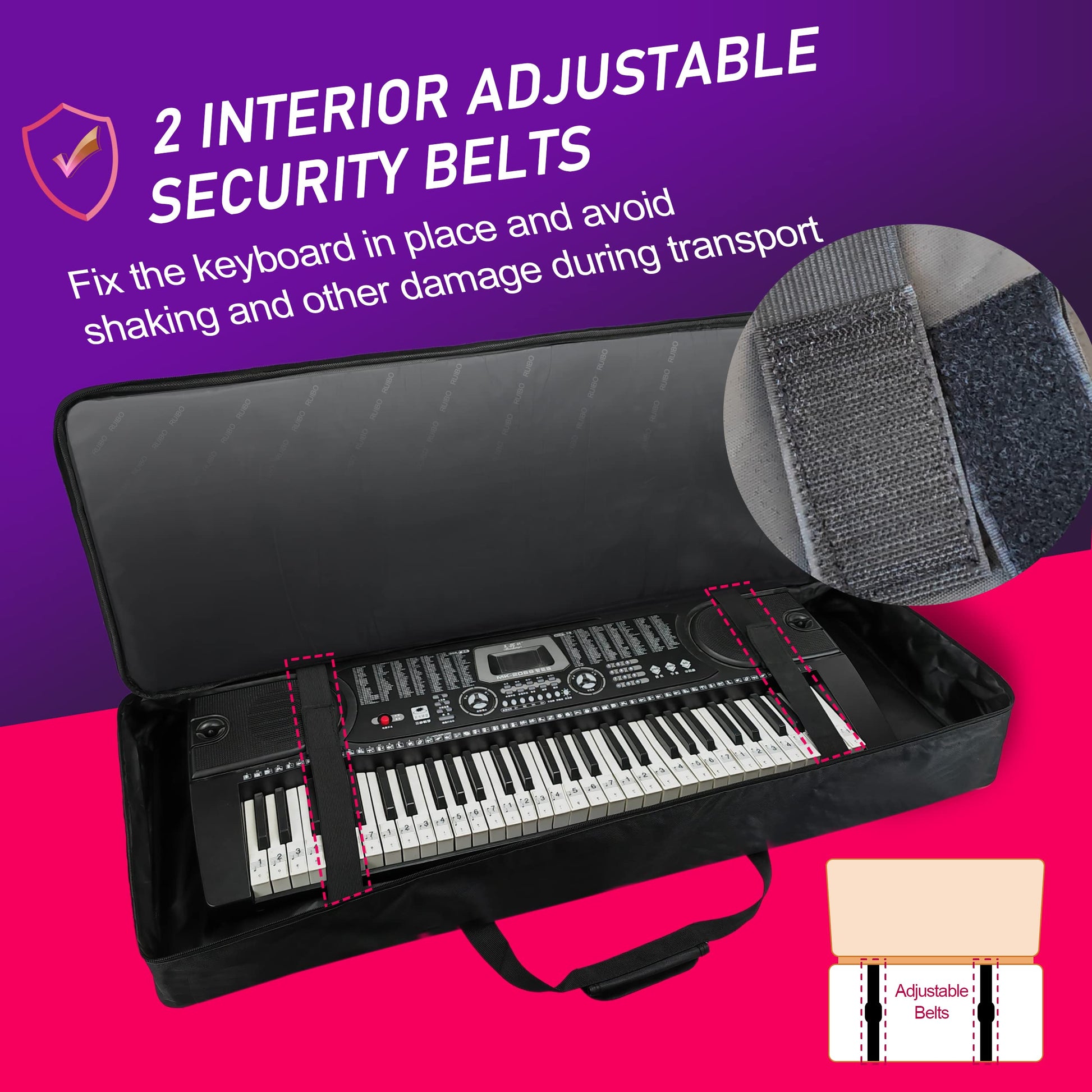 Ruibo 61 Key Keyboard Gig Bag Case,Portable Durable Keyboard Piano Waterproof 600D Oxford Cloth