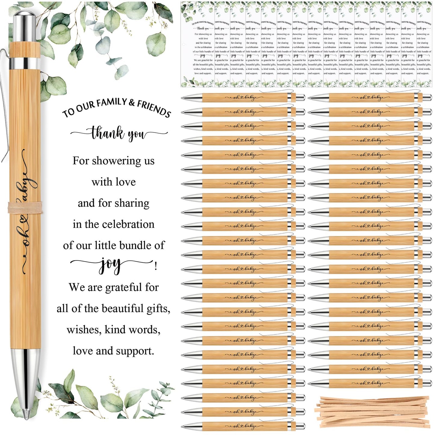 Yeaqee 100 Sets Greenery Baby Shower Pen Gifts for Guest
