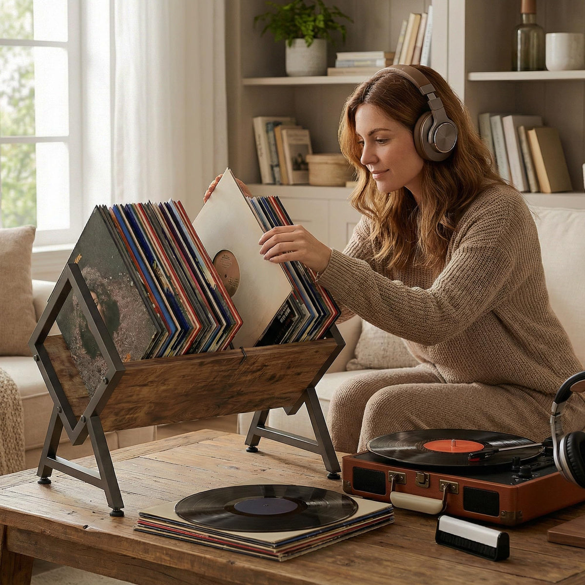 VonDream Vinyl Record Storage Holder, Space-Saving Album Organizer