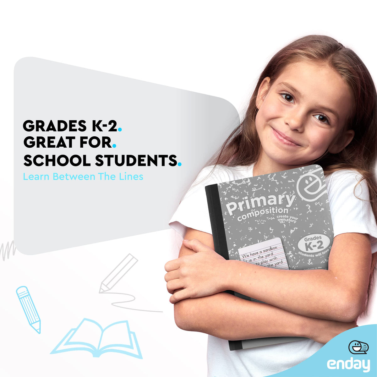 Enday Primary Composition Notebook K-2, Primary Ruled Composition Book, Primary Composition
