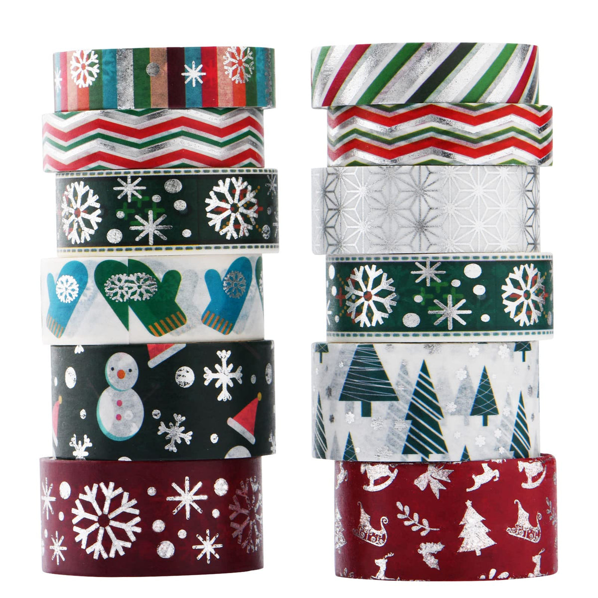 Christmas Holiday Washi Tape Set Xmas Winter Foil Washi Masking Tape Bullet Journal Kids Chirstmas
