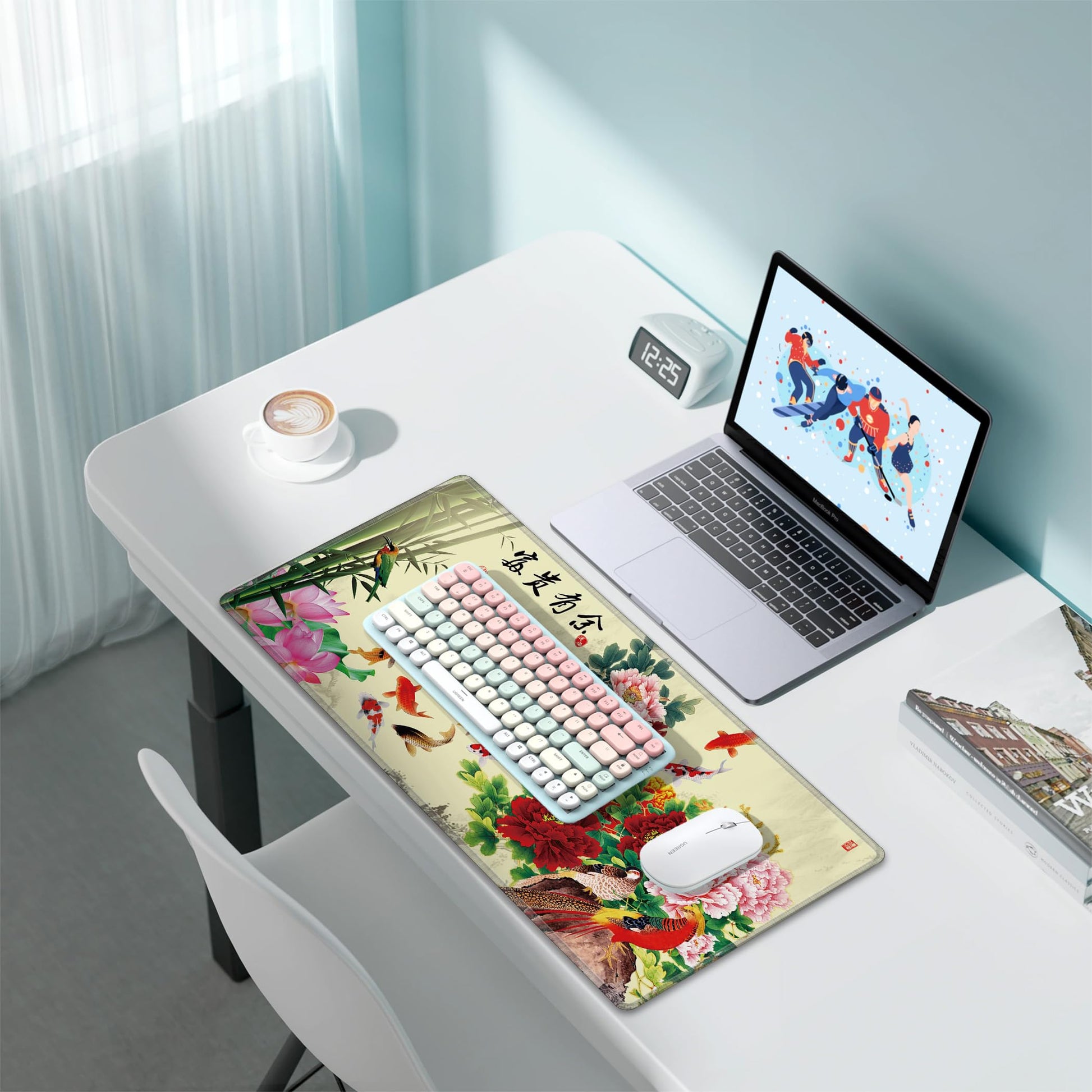 LL-COEUR XXL Landscape Gaming Mouse Pad Computer Keyboard Mat Office Desk Pad (Fish, 27.5" x 11.8"