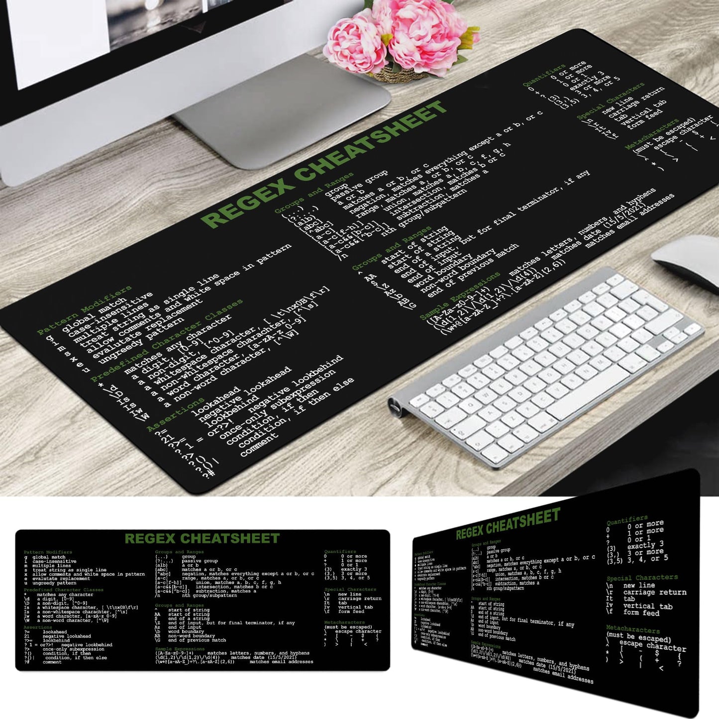 Developer, Programmer, IT Admin Quick Reference Extra Large Mouse Pad Regex Cheat Sheet Desk Mat