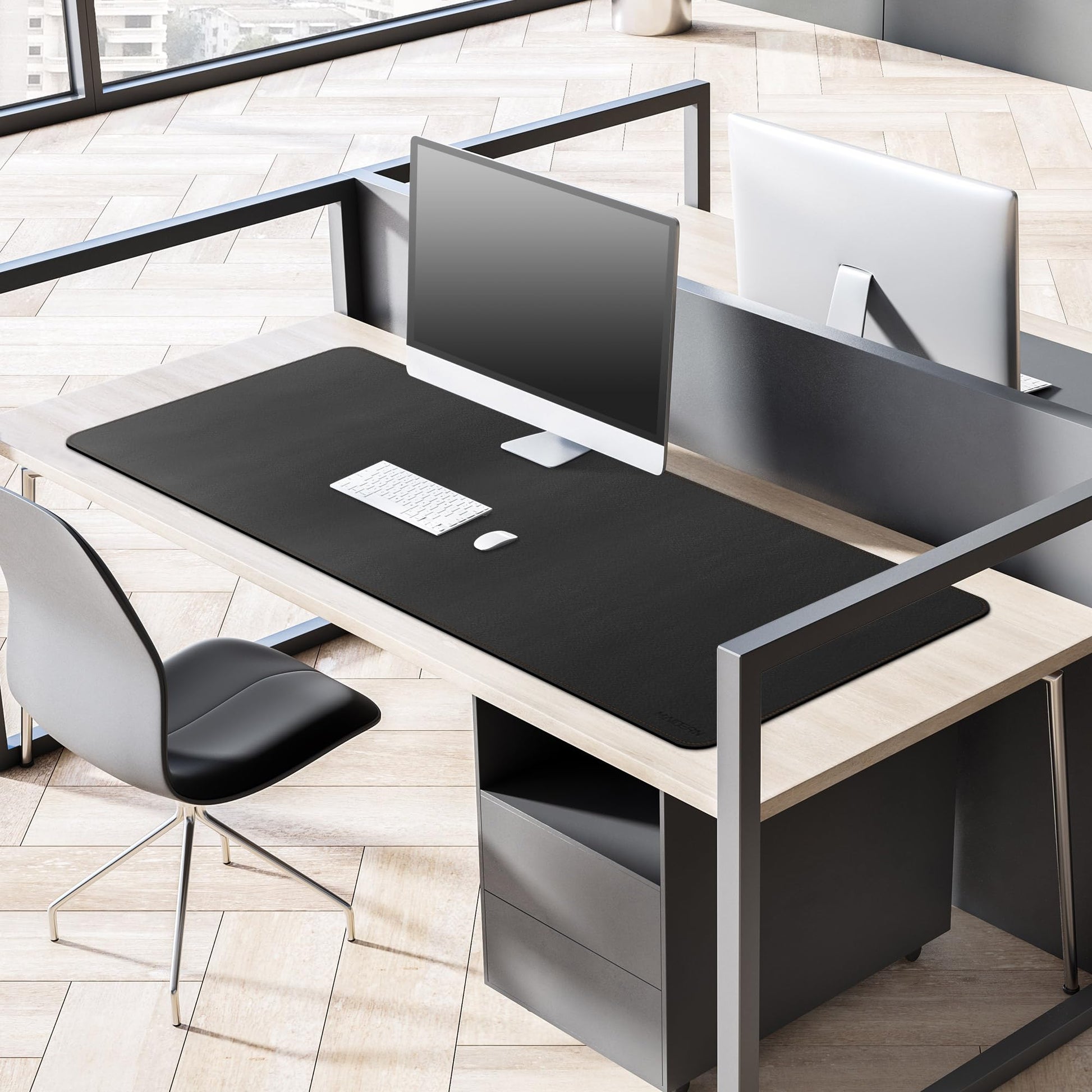 MAIDERN 51.2”x 19.6” Cork & Leather Desk Pad, Large Desk Mat (Black)