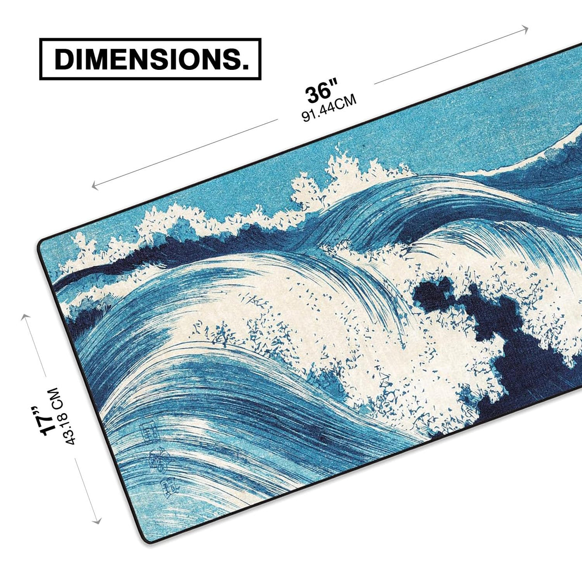 MPCO. Ocean Waves Large Gaming Desk Pad, 36" x 17" Aeroglyde Desk Mat