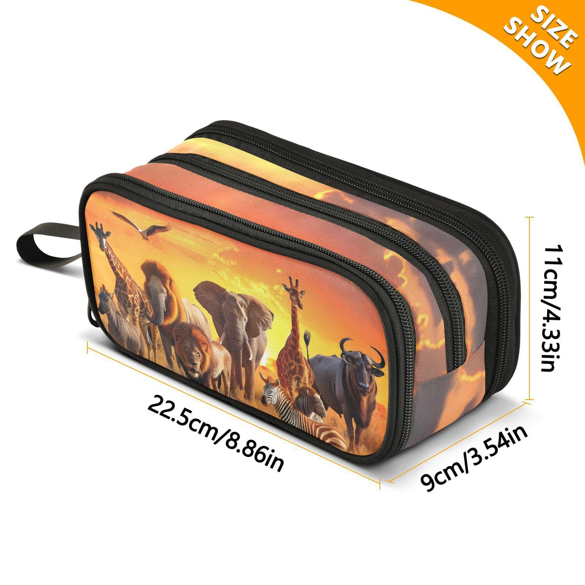 BOENLE African Animals Pencil Case Box Boys Girls Large Pencil Pouch with Zipper Compartments Big