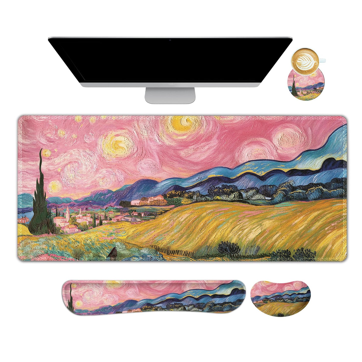 DINKY Desk Pad and Keyboard Wrist Rest, Large Mouse Pad +Keyboard Pad +Mouse Wrist Support