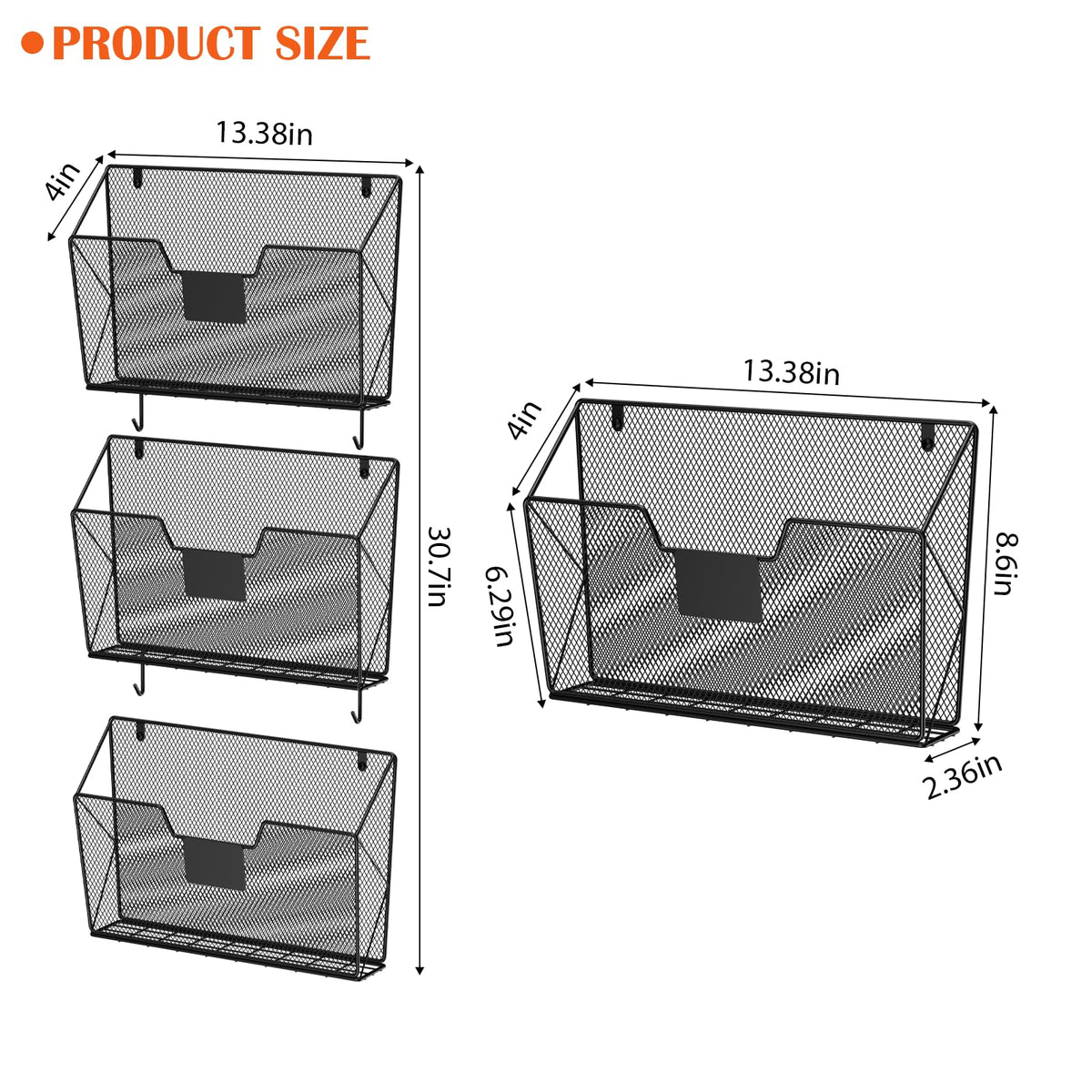 OYEAL Hanging Wall File Organizer, Mesh File Folder Holder for Home Offic