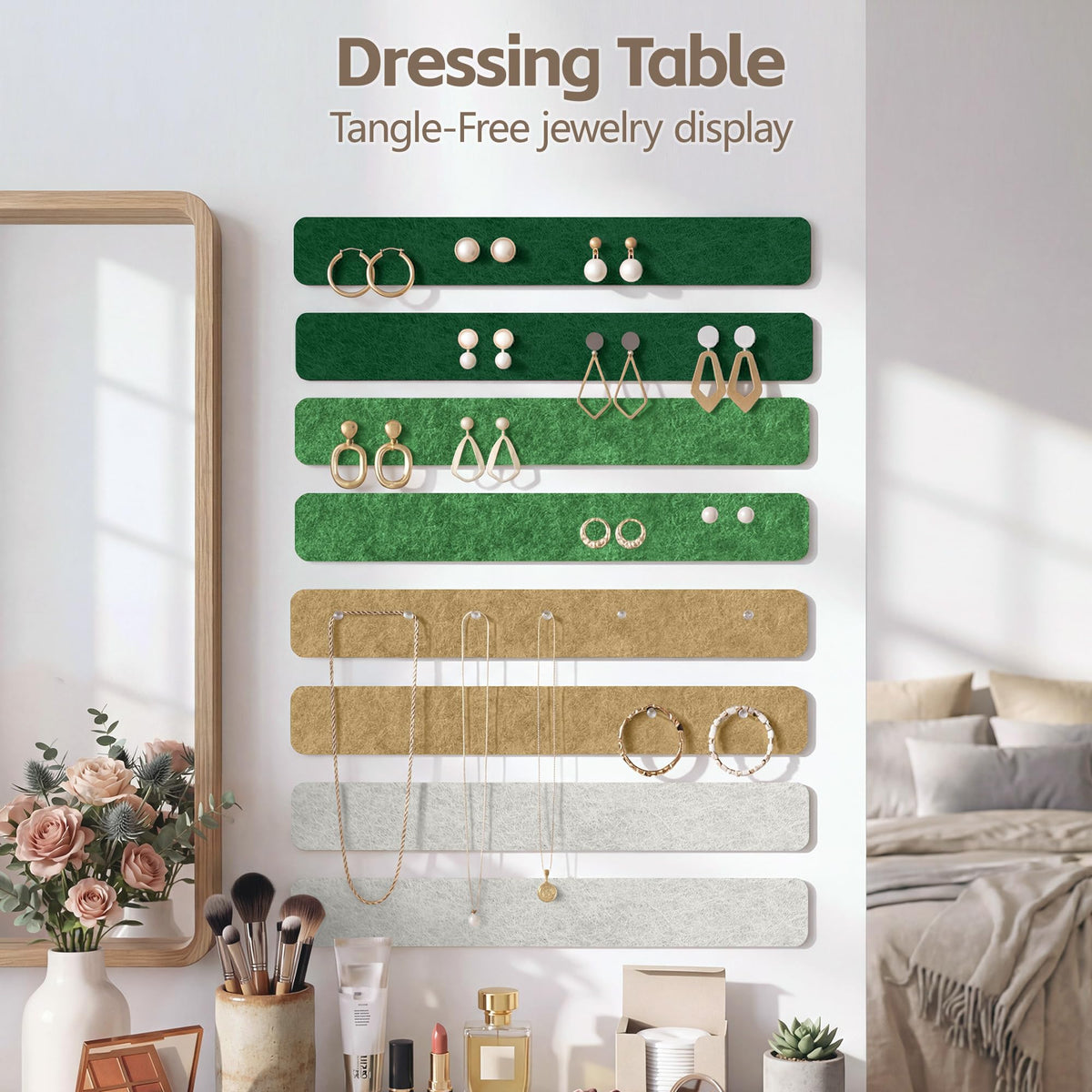 GoTiling Cork Board for Walls - 8 Pack Felt Pin Board Bar Strips - Self-Adhesive Lightweight