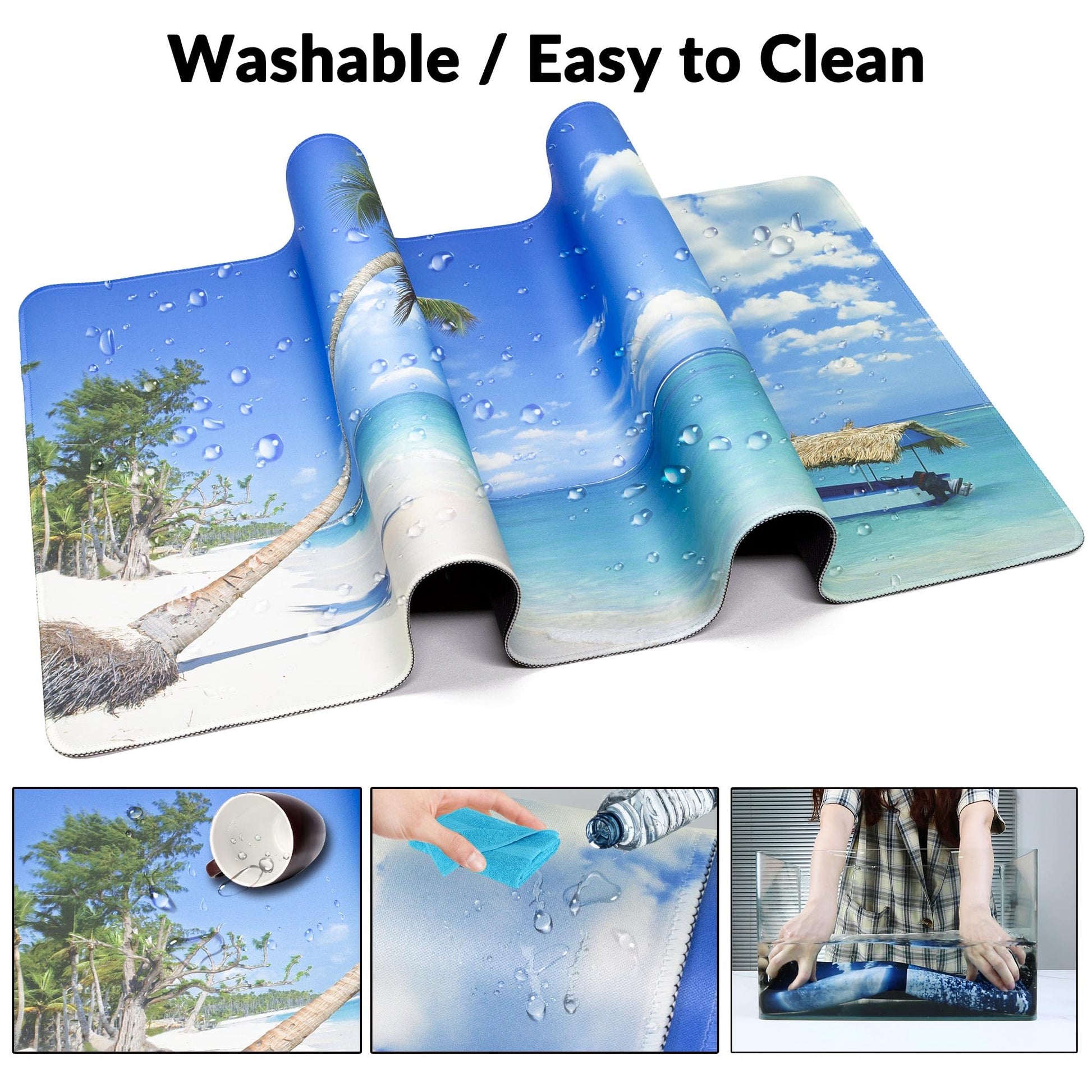 Large Gaming Mouse Pad with Coaster,Desk Matt for Desktop,Desk Mat-Sea