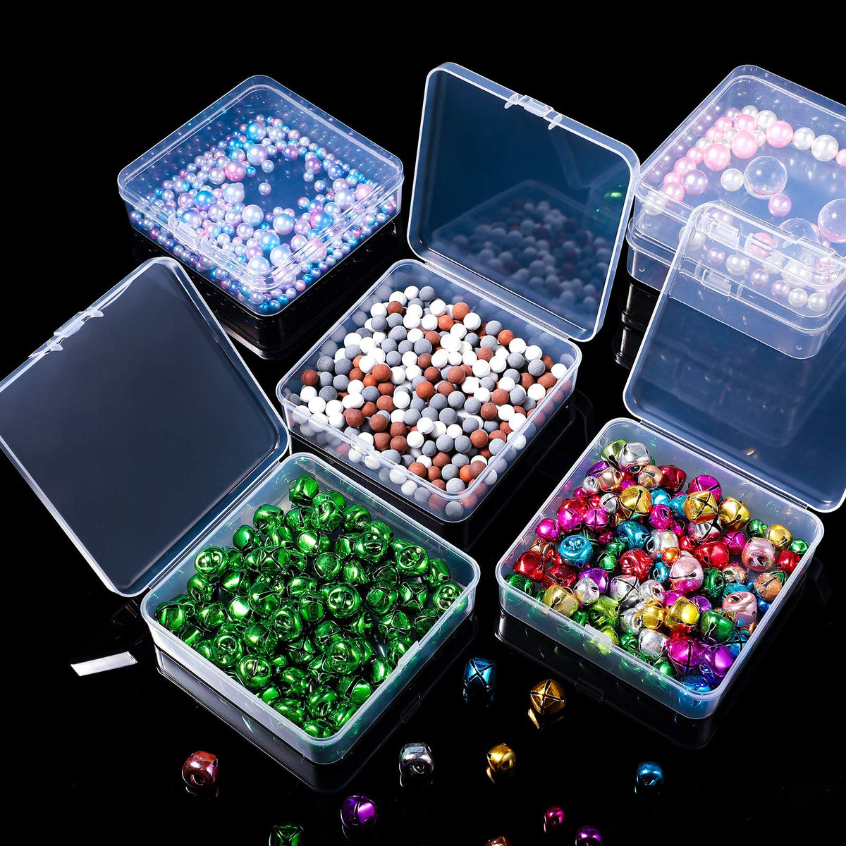Jetec 18 Pieces Small Clear Plastic Storage Box, 3.7 x 3.7 x 1.2 Inch